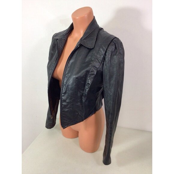 Fidelity Vintage Crop Leather Jacket 80’s Style Womens 10 - Picture 6 of 7